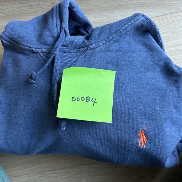 Vintage Polo Ralph Lauren Hoodie Blue Orange Pony Logo Pullover Fleece Men XL - Picture 11 of 11
